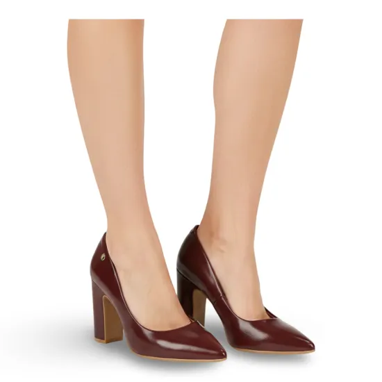 Zapato Mujer Charol Carmín Oscuro Taco Ancho Vizzano - Imagen 6