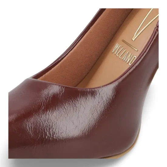 Zapato Mujer Charol Carmín Oscuro Taco Ancho Vizzano - Imagen 7