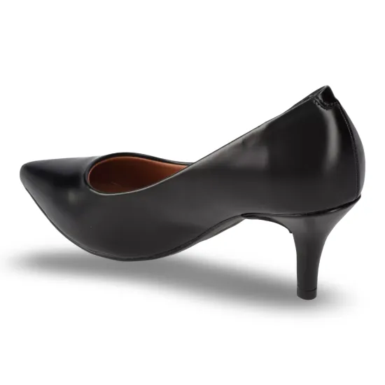 Zapato Mujer Negro Punta Fina Taco Medio Vizzano - Imagen 2