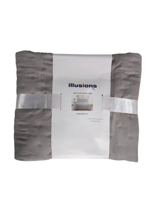 Cubrecama Quilt MF Roma 2.5 Plazas Gris Idetex - Imagen 3