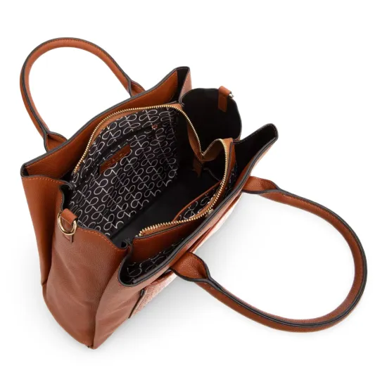 Cartera Dos Asas Mediana Aligator Tostado Gacel - Imagen 5