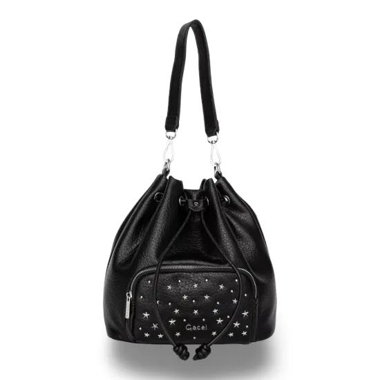 Cartera Bucket Negra Tachas Decorativas Gacel - Imagen 3