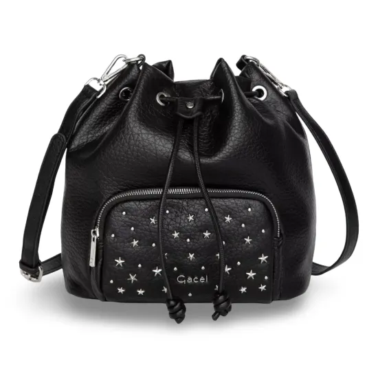 Cartera Bucket Negra Tachas Decorativas Gacel - Imagen 5
