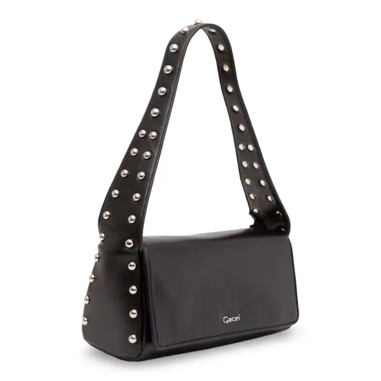 Cartera Oval Negra Tachas Decorativas Gacel - Imagen 4