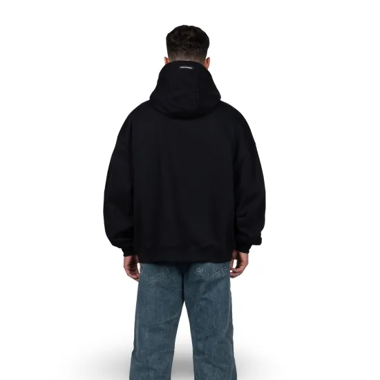 Polerón Hombre Oversize Negro Estampado Frontal Whatup - Imagen 2