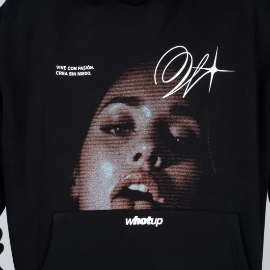 Polerón Hombre Oversize Negro Estampado Frontal Whatup - Imagen 3
