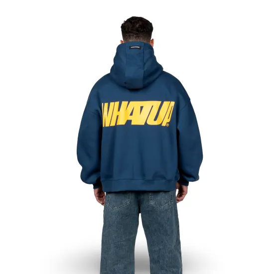 Polerón Hombre Oversize Azul Logo Estampado Whatup - Imagen 2