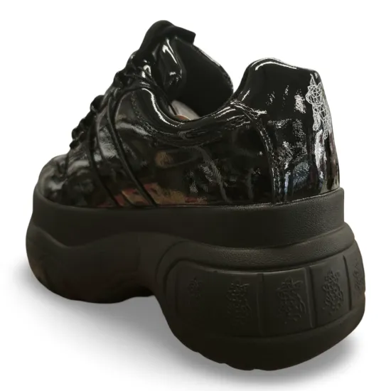 Zapatilla Mujer Plataforma Charol Negro Poeme - Imagen 4