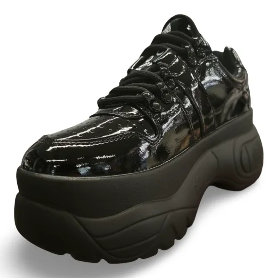 Zapatilla Mujer Plataforma Charol Negro Poeme - Imagen 7