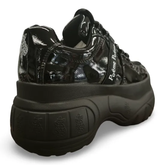 Zapatilla Mujer Plataforma Charol Negro Poeme - Imagen 8