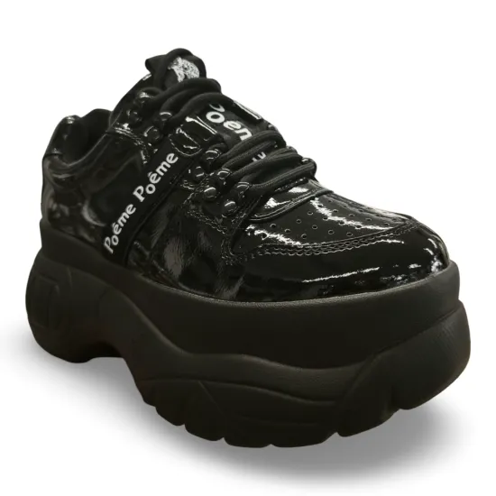 Zapatilla Mujer Plataforma Charol Negro Poeme - Imagen 9