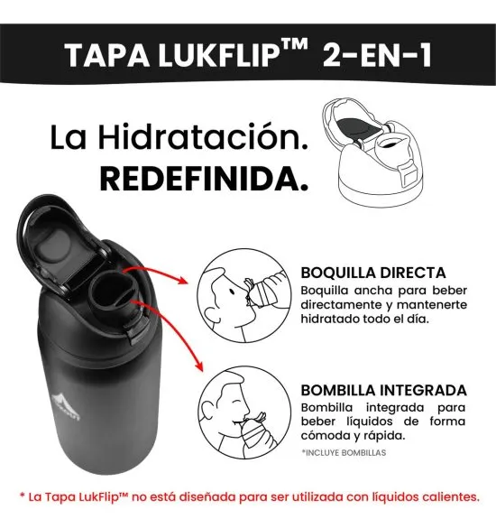 Botella Termica Flip Black 1 Litro Lukout - Imagen 3