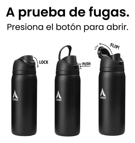 Botella Termica Flip Black 1 Litro Lukout - Imagen 5