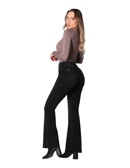 Jeans Mujer Flare Push In Negro Mohicano - Imagen 3