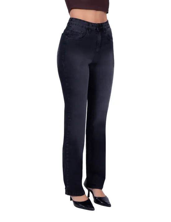 Jeans Mujer Wide Leg Push Up Gris Mohicano - Imagen 4