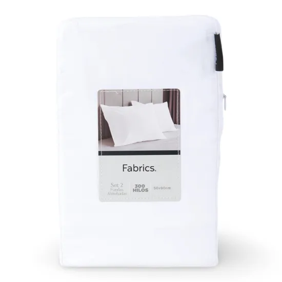 Set 2 Fundas Almohadas 300 Hilos 50x90 cm Blanco - Imagen 2