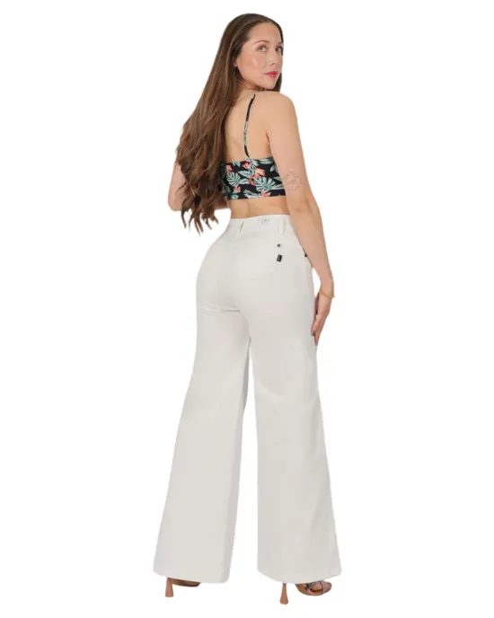 Jeans Mujer Mercedes Wide Leg Blanco Divi - Imagen 2