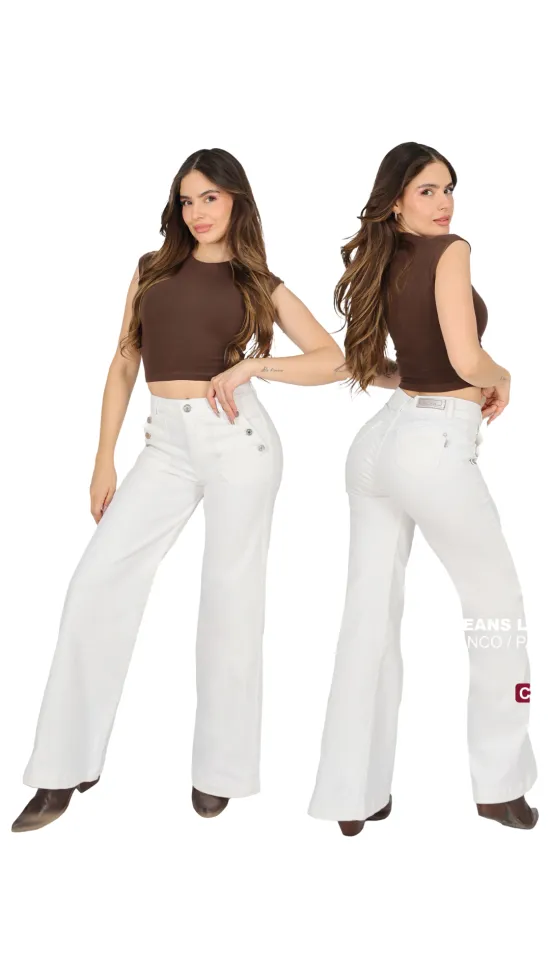 Jeans Mujer Loretta Palazzo Blanco Divine Jeans - Imagen 2