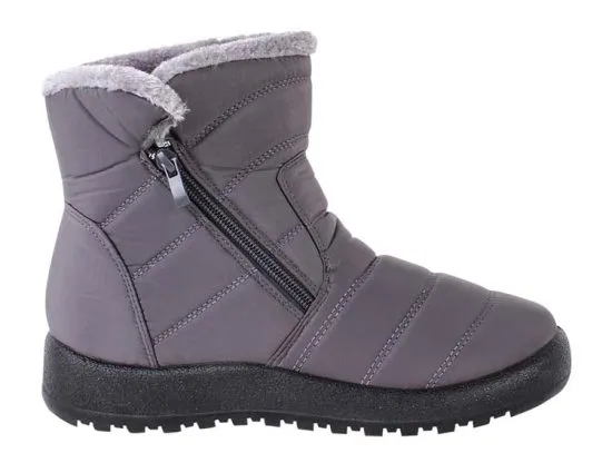 Botín Mujer Acolchado Zip Pelo Interior Gris New Walk