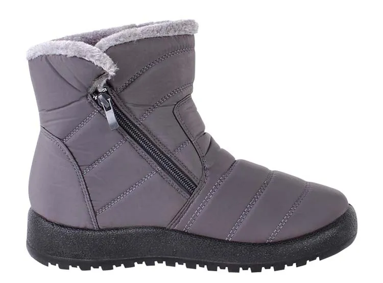 Botín Mujer Acolchado Zip Pelo Interior Gris New Walk