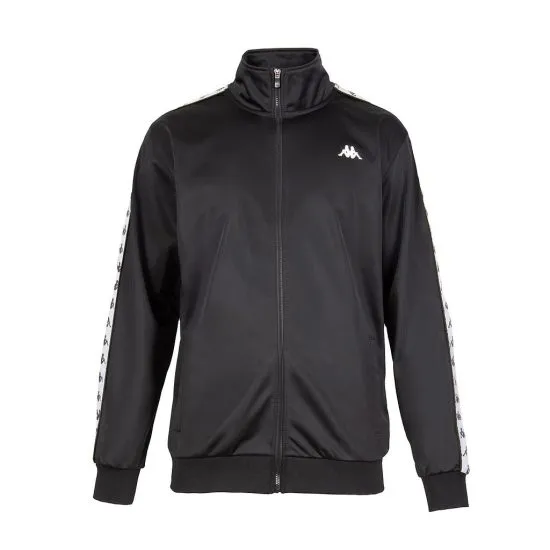 Poleron Full Zipper Hombre Black White Black Kappa