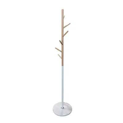 Perchero Madera Blanco Con Base Mármol