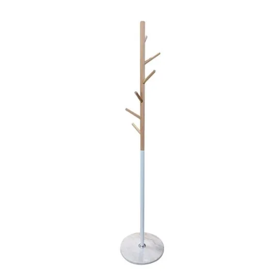 Perchero Madera Blanco Con Base Mármol