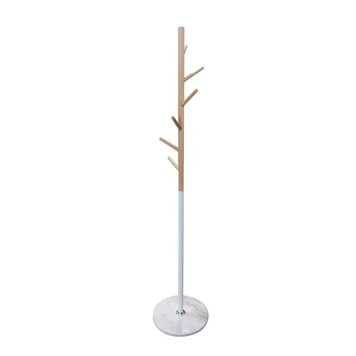 Perchero Madera Blanco Con Base Mármol