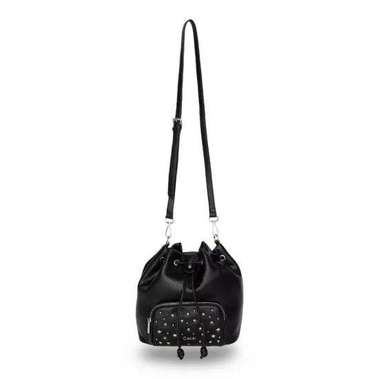 Cartera Bucket Negra Tachas Decorativas Gacel