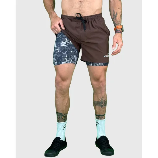 Short Hombre 2 en 1 Brown Tribal Konko