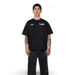 Polera Hombre Oversize Negra Estampado Logo Rosado Whatup