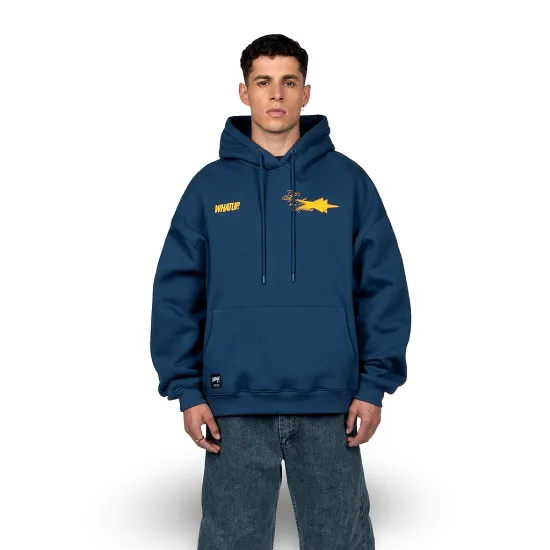 Polerón Hombre Oversize Azul Logo Estampado Whatup