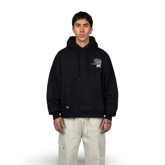 Polerón Hombre Oversize Negro Estampado Espalda Whatup