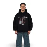 Polerón Hombre Oversize Negro Estampado Frontal Whatup