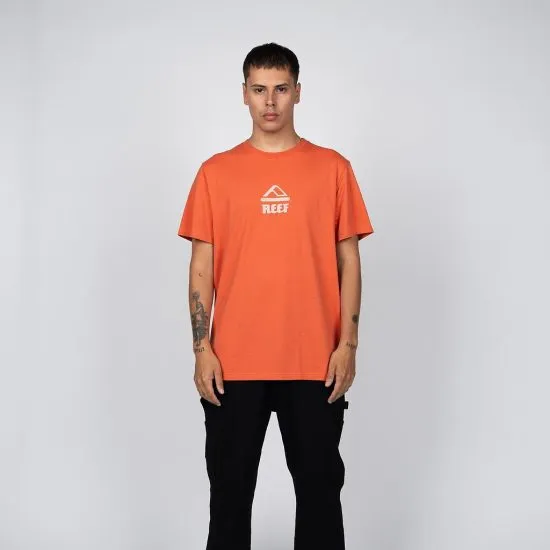 Polera Hombre Naranja Logo Reef Estampado