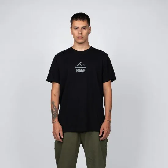 Polera Hombre Negra Logo Reef Estampado