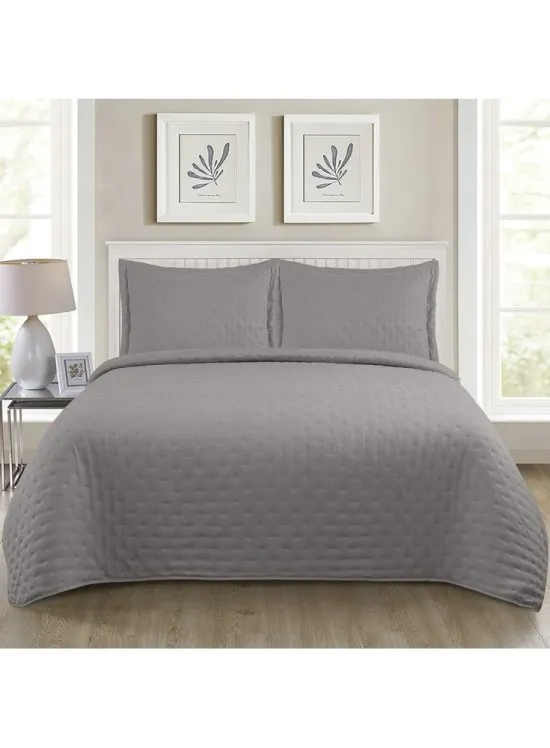 Cubrecama Quilt MF Roma 2.5 Plazas Gris Idetex