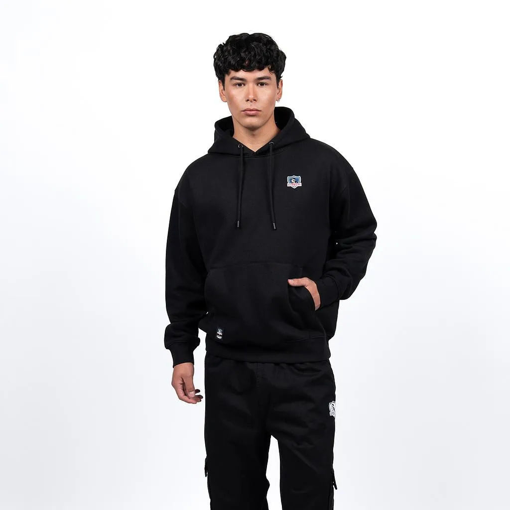 Polerón Hombre Capucha Negro Escudo Classic Colo Colo
