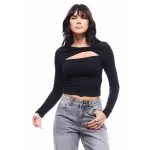 Polera Abertura Frontal Cut Cut Negro JJO