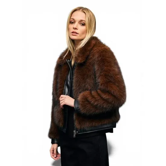 Chaqueta Peludo Crop Cafe Oscuro Foster