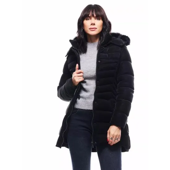 Parka Midi Efecto Piel con Gorro Desmontable JJO