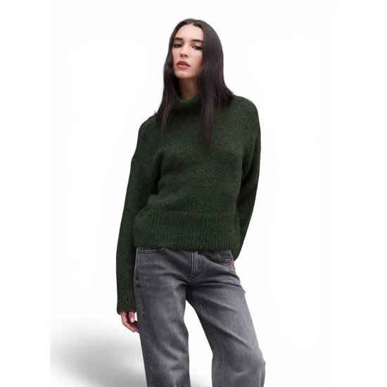 Sweater cuello Alto Crop Verde Oscuro Foster