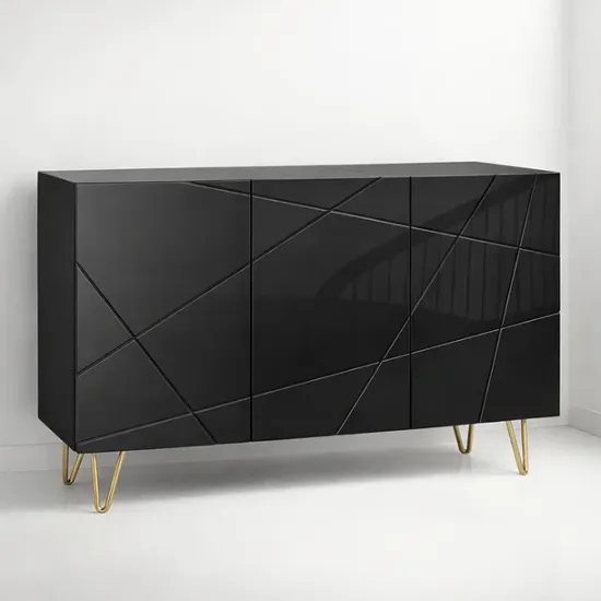 Buffet Moderno LuxLine Negro Patas Doradas