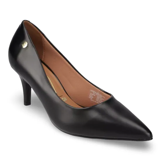 Zapato Mujer Negro Punta Fina Taco Medio Vizzano