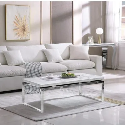 Mesa Centro Rectangular Marmol White Msa