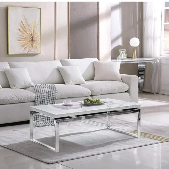 Mesa Centro Rectangular Marmol White Msa