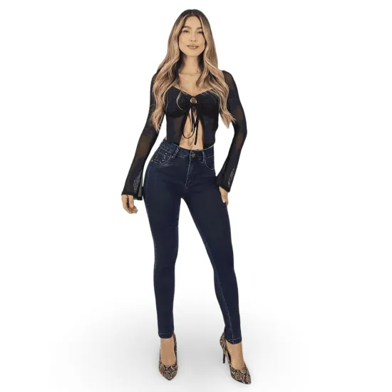 Jeans Mujer Skinny Tiro Alto Lali Blue Divi