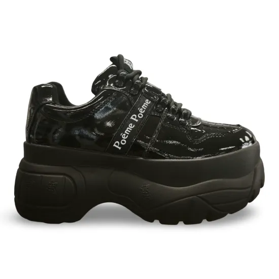 Zapatilla Mujer Plataforma Charol Negro Poeme