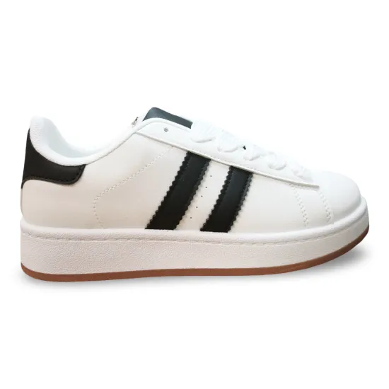 Zapatilla Urbana Mujer White Black Avenue New Walk