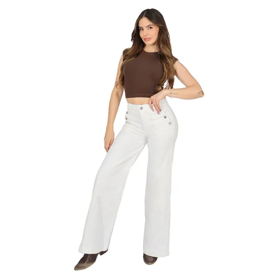 Jeans Mujer Loretta Palazzo Blanco Divine Jeans